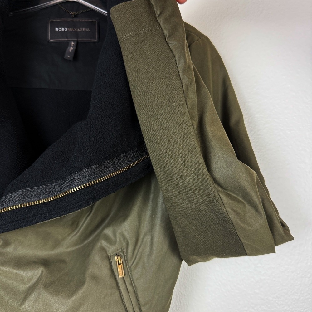 BCBGMAXAZRIA Emerson Dark Fatigue Olive Green Asymmetric Moto Jacket Small - Picture 2 of 6